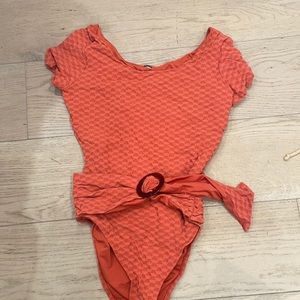 Belted one piece swimsuit